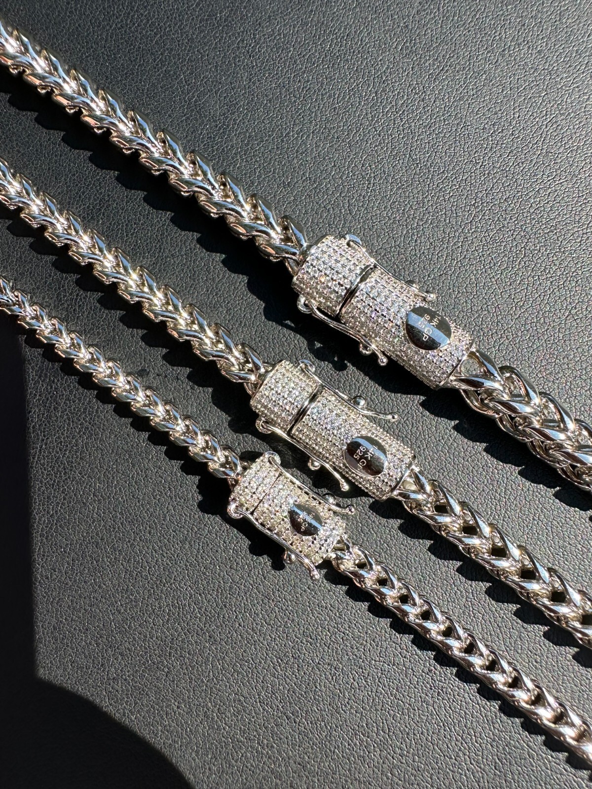 Iced MOISSANITE Clasp 925 Silver Stainless Steel Franco Chain Necklace Bracelet