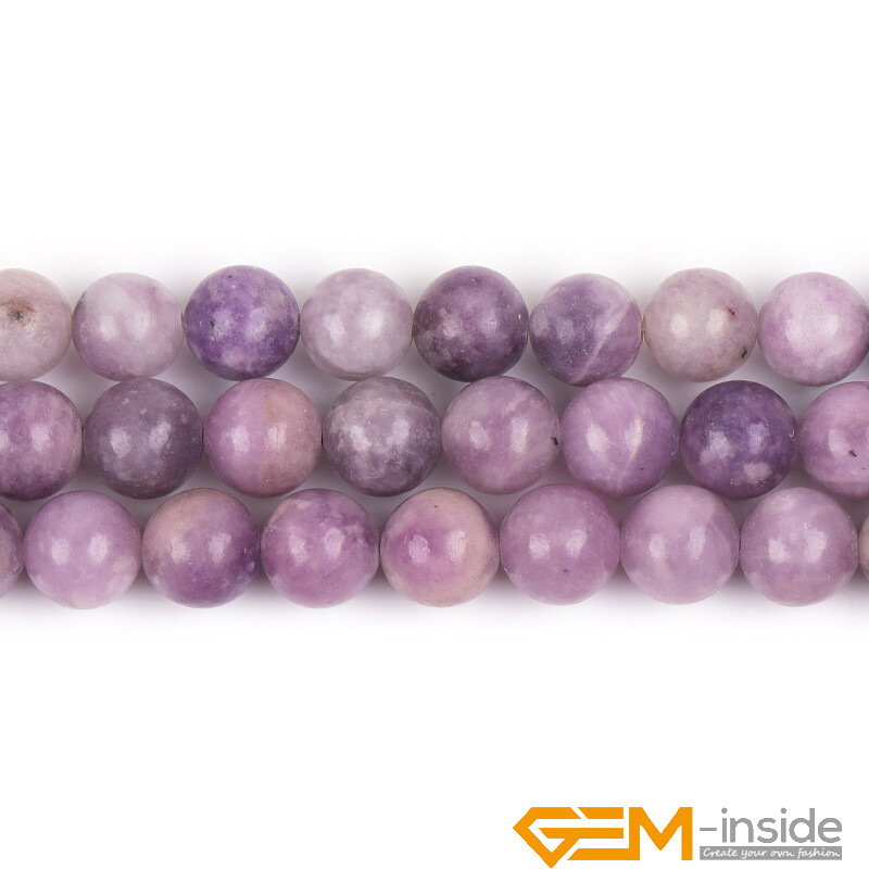 Natural Purple Lepidolite Round Polished Gemstone For Jewellery Making Beads 15″