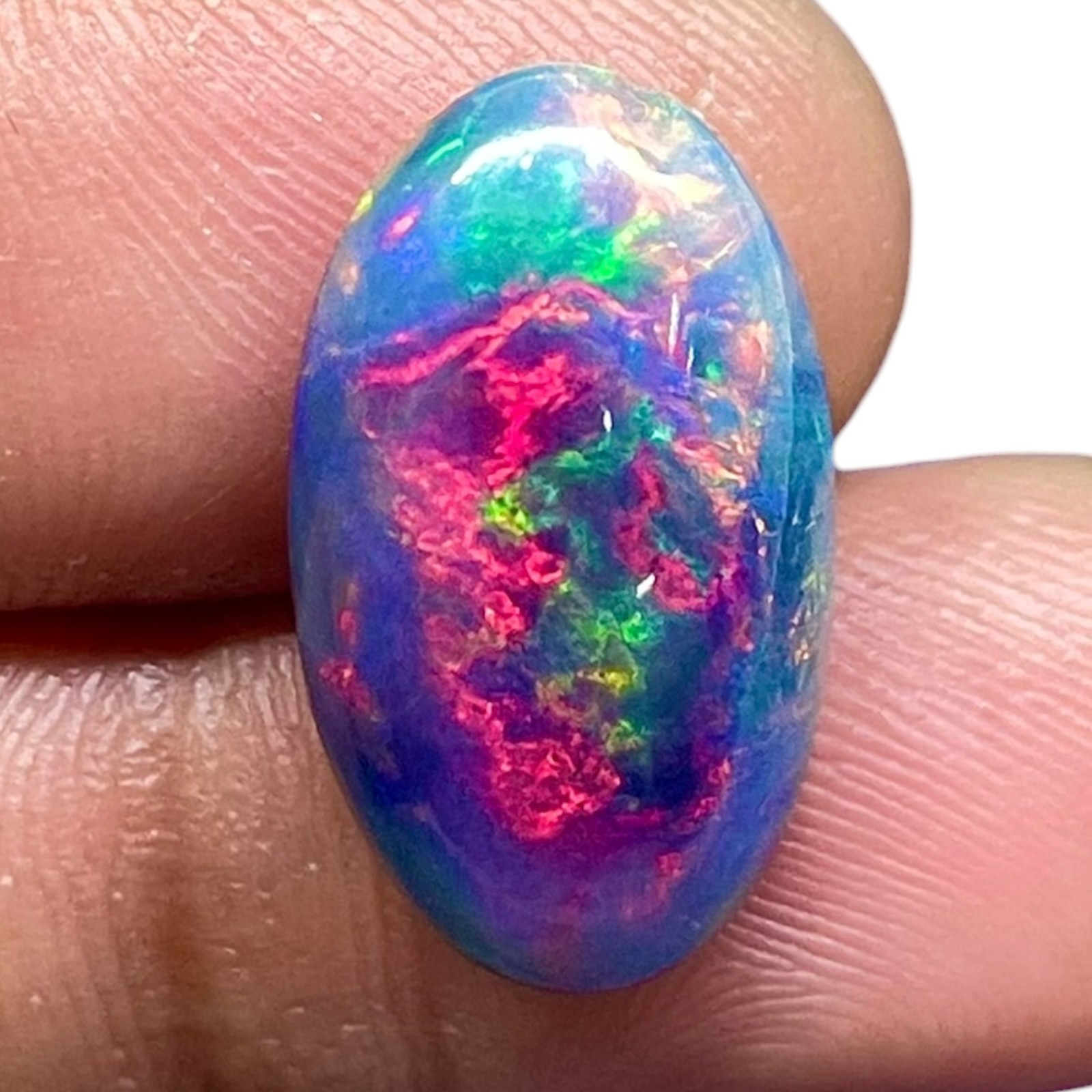 3.38 Cts Natural Black Opal 18x10mm Oval Cabochon Multi Fire Loose Gemstone