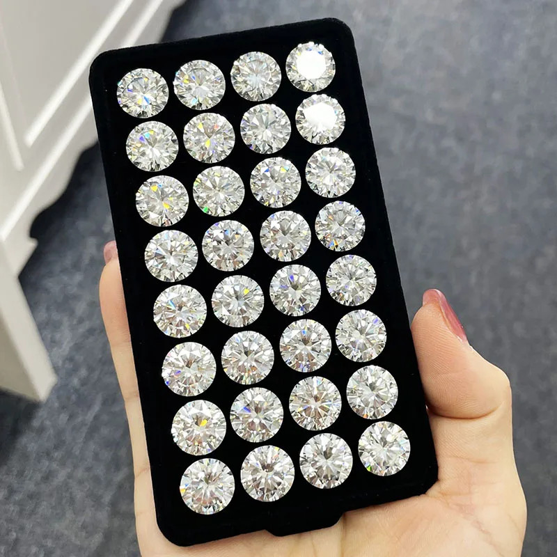 US 10mm 4CT GRA Certified D VVS1 Moissanite Loose Stones Round Cut Pass Tester