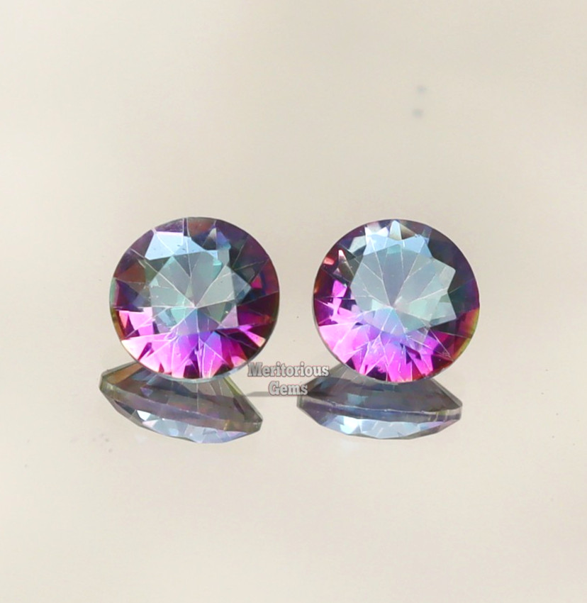 2 pcs Brazilian Certified Natural Alexandrite Round Cut Loose Gemstone 1.10 Ct