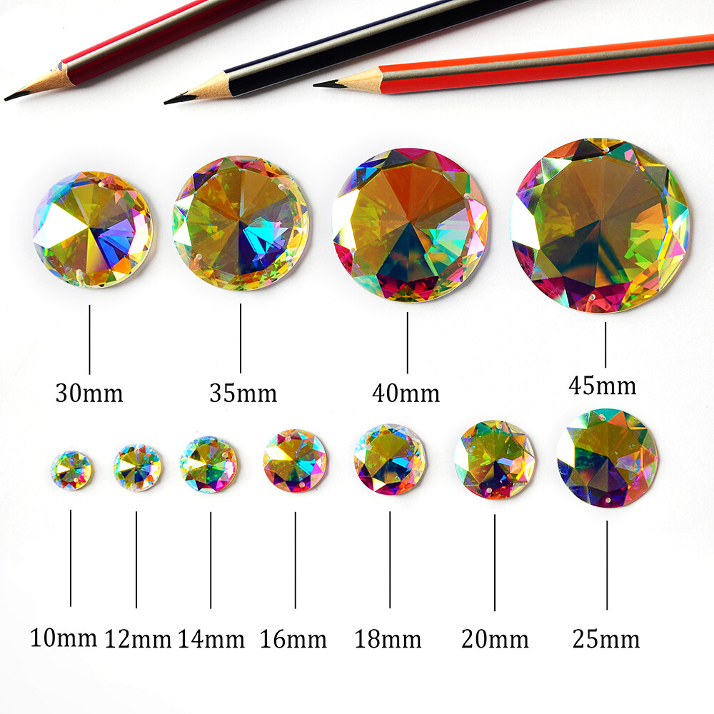 2003TH AB Round Flatback Rhinestone Sew On Strass Stones 16,18,20,25,35,40,45mm