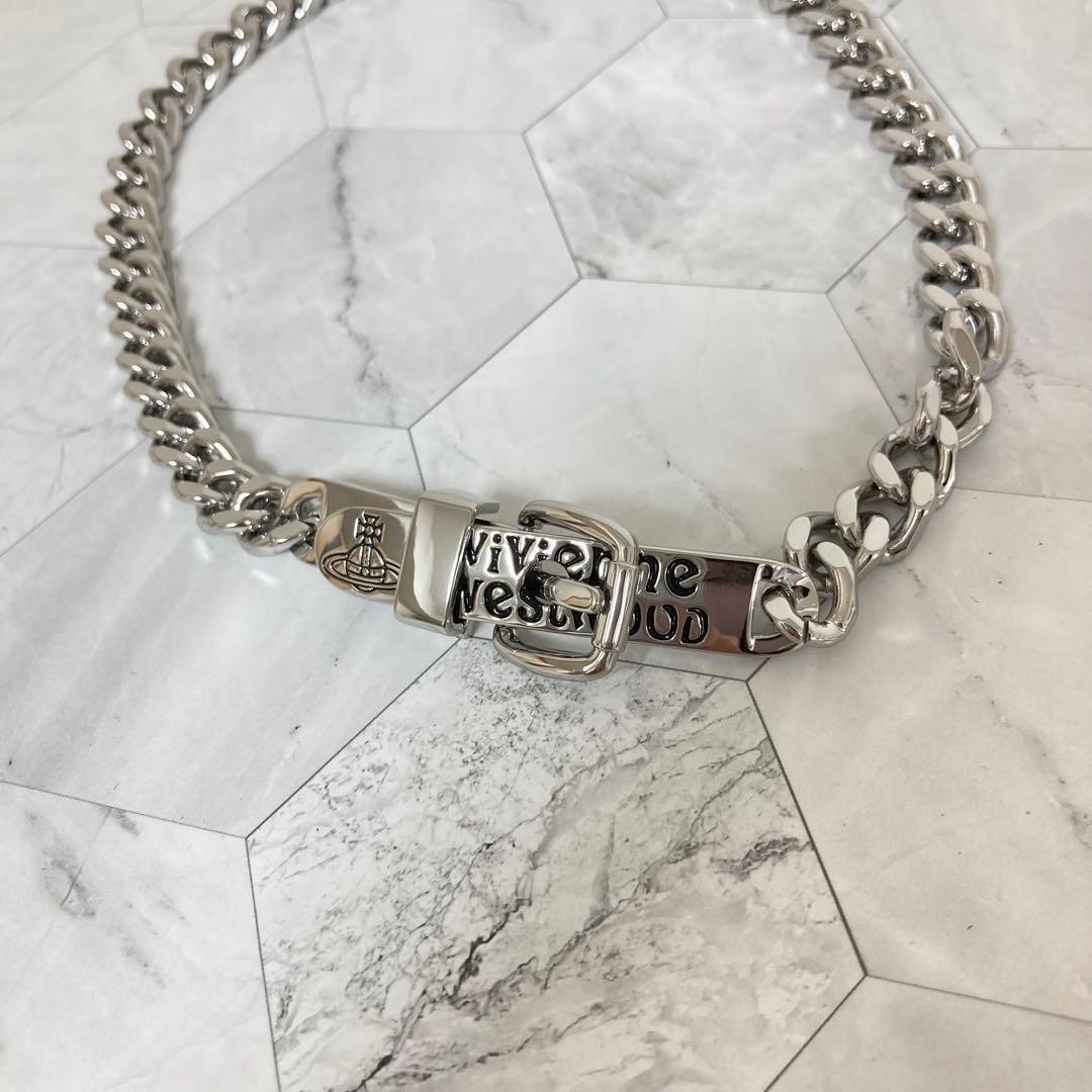 Vivienne Westwood AUGUSTINO choker necklace Buckle Silver with drawstring