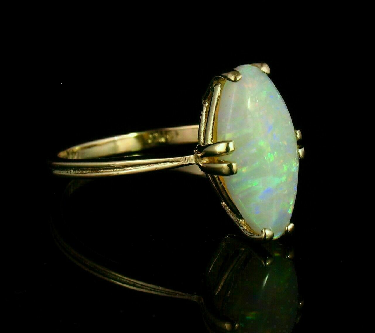 3Ct Marquise Cut Simulated Fire Opal Ring 14K Yellow Gold Plated Silver