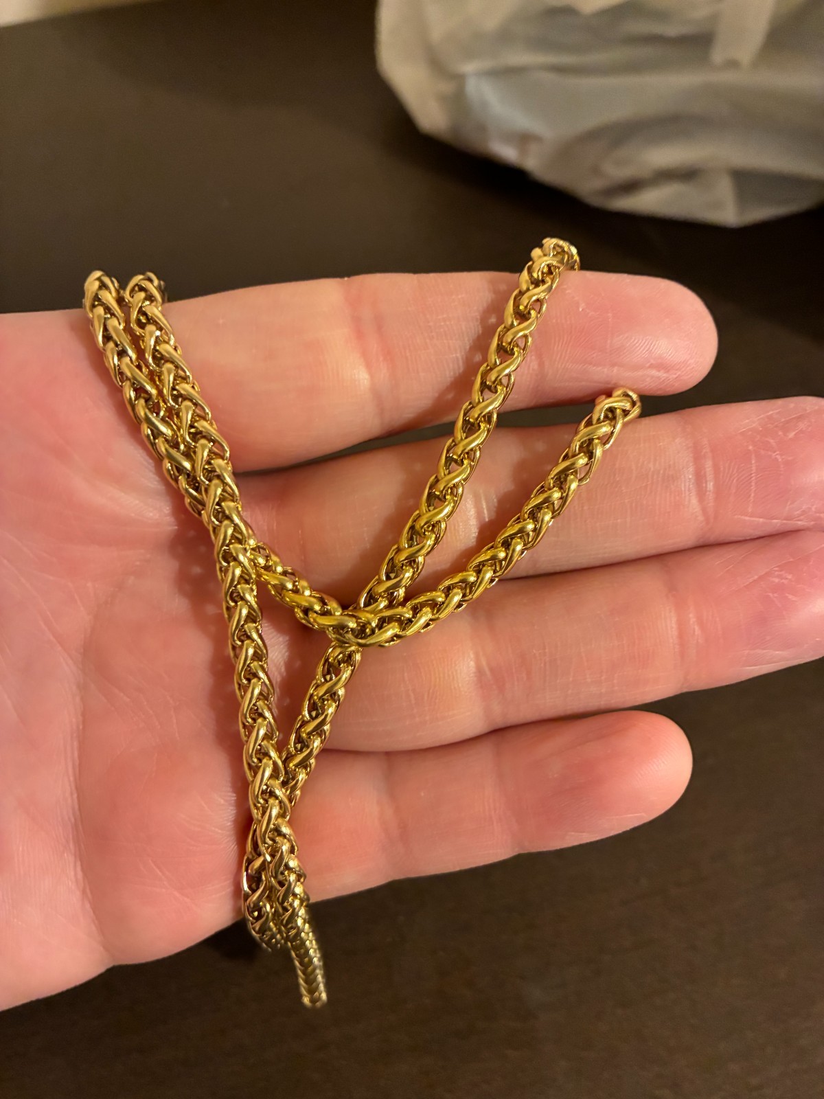 Franco Wheat Chain Real 18K Gold Bonded over 316L Steel, Waterproof, Never Fade