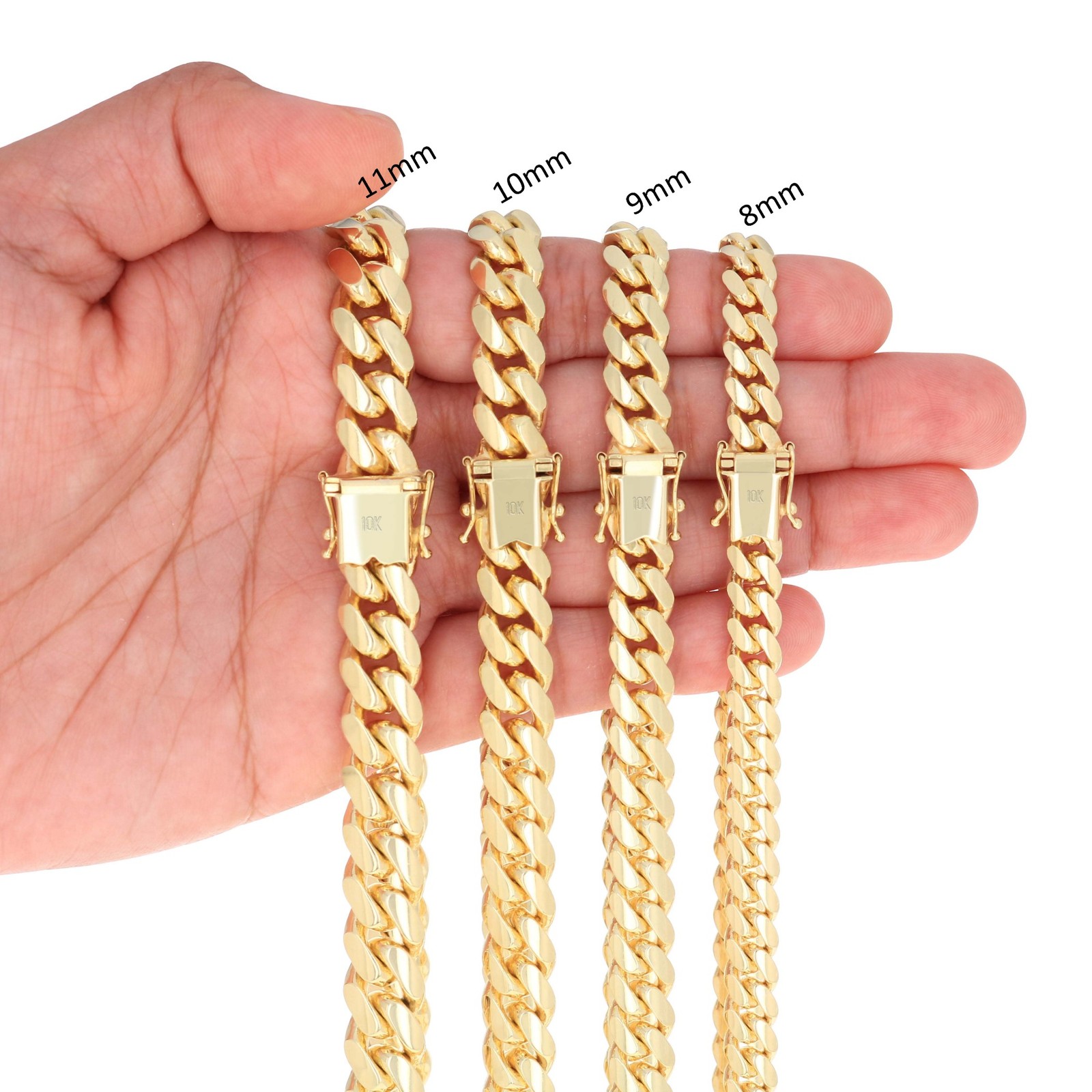 10K Yellow Gold Solid 2.7mm-10mm Miami Cuban Link Chain Pendant Necklace 18″-30″