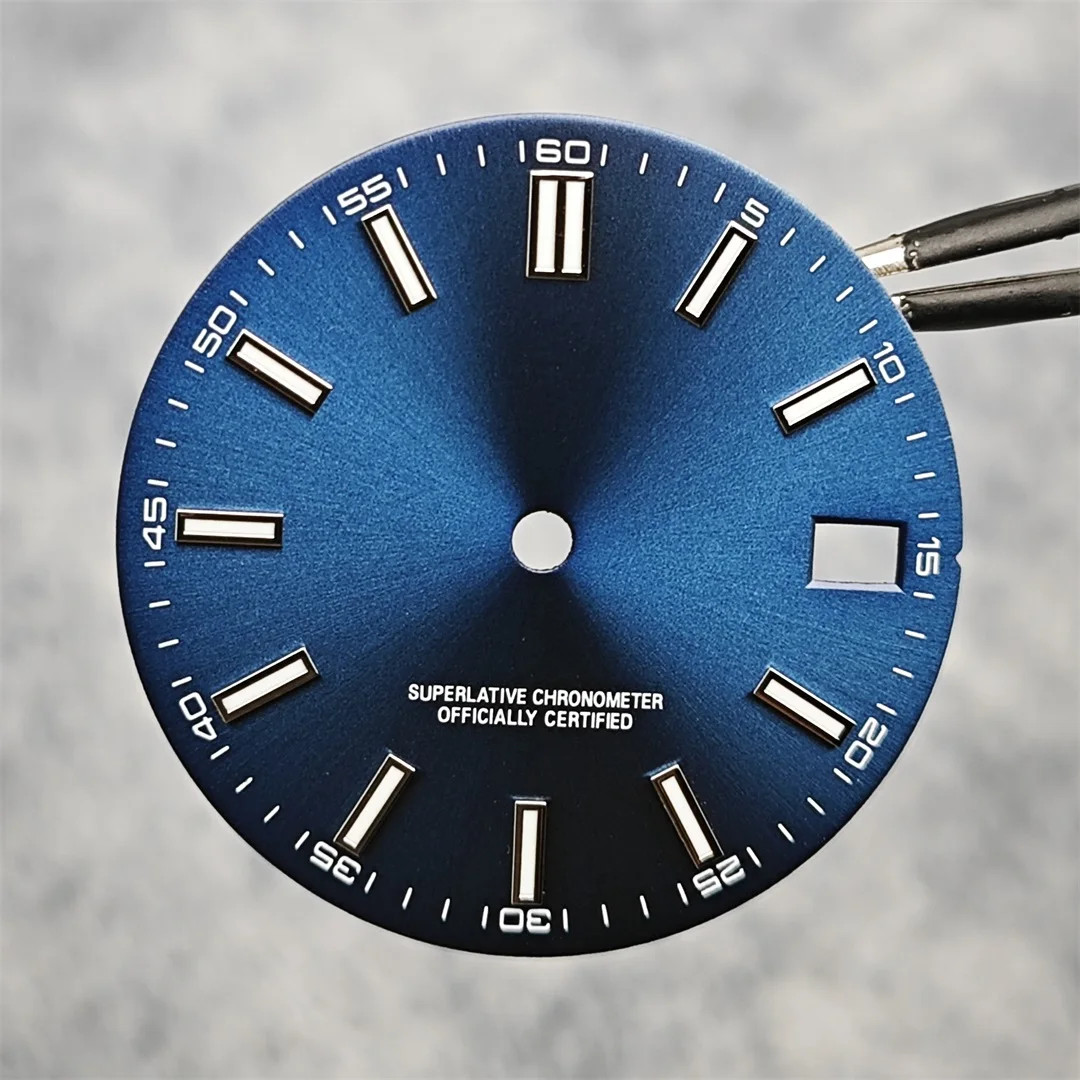 NH35 Watch Dial 28.5mm Log Modified Dial BGW9 Blue Green Luminous Watch Face