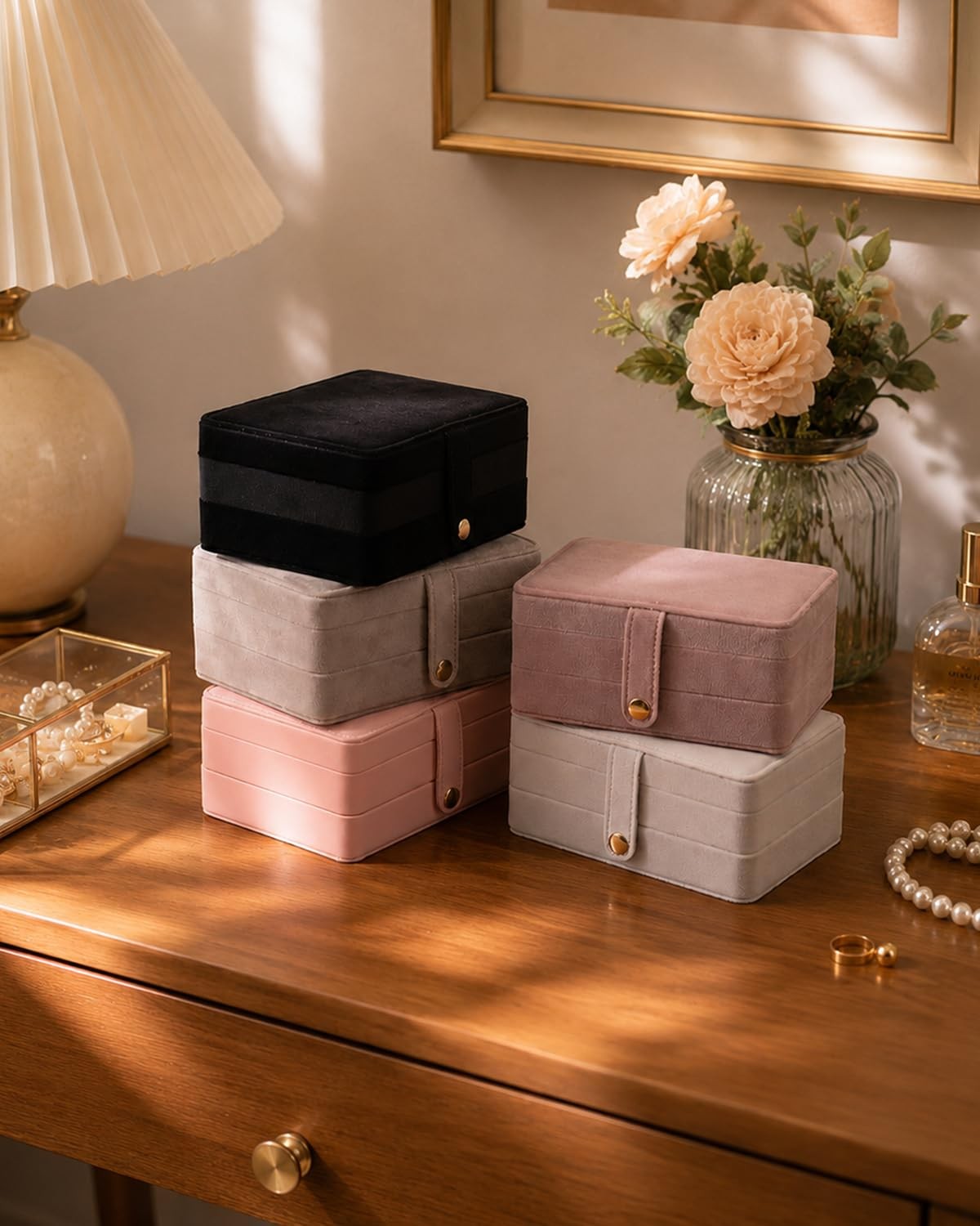 torbers Jewelry Box Organizer 2-Layer Black Organizers Velvet
