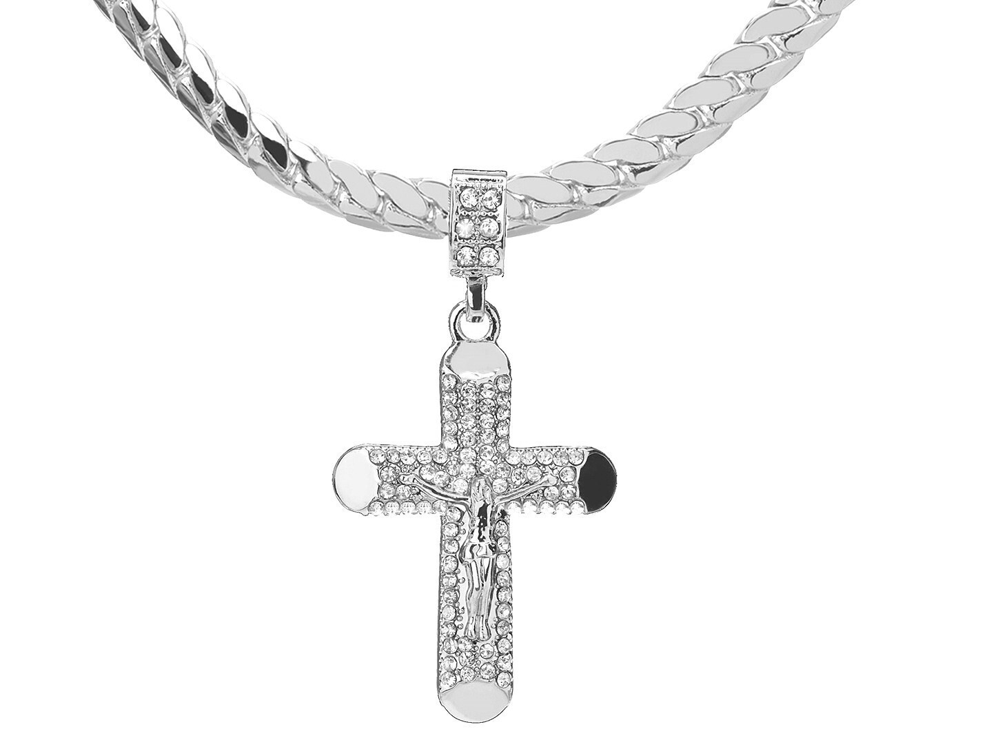 Men’s Jesus Cross Pendant 20″ / 24″ Miami Cuban Chain Necklace MCP 1022