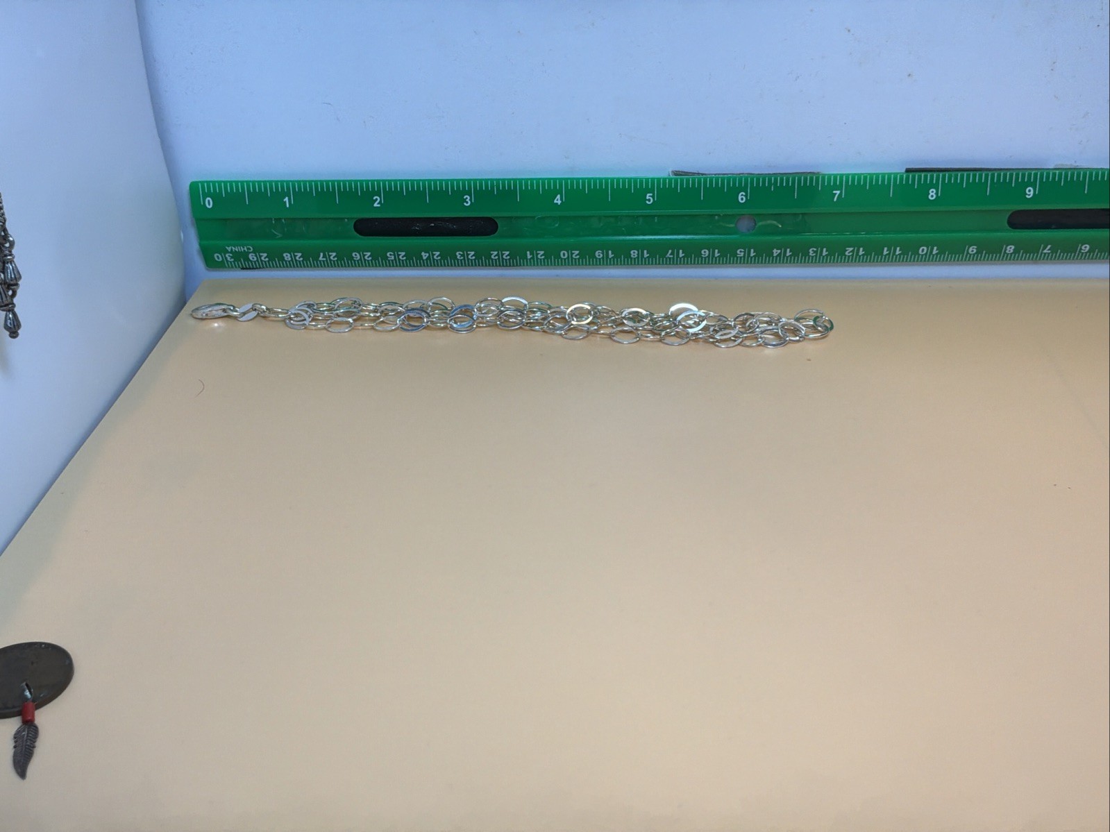 Miler Sterling silver flat oval links 5 rows chain bracelet 7 Inch ITALY