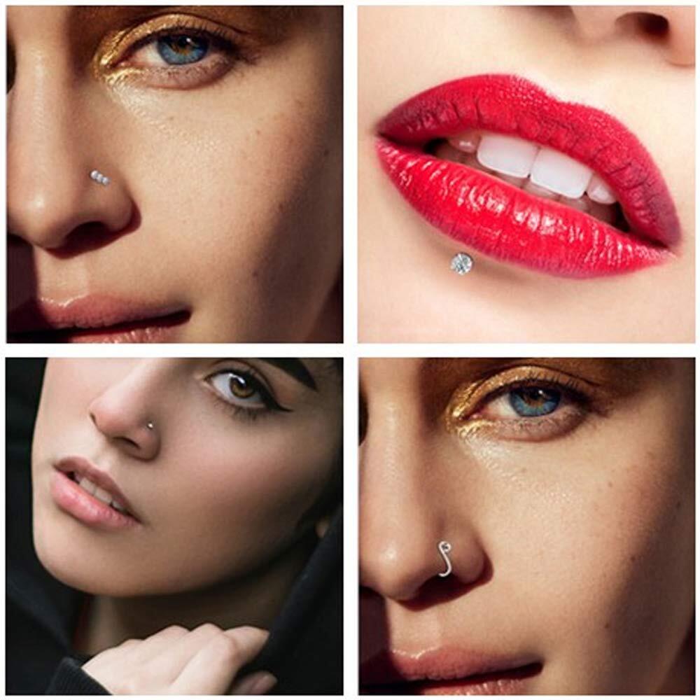 5PCS 20G Tiny Nose Studs Surgical Steel Nose Screw L Shape Bone Studs Rings