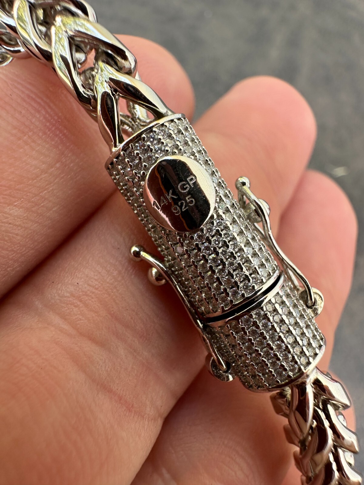 Iced MOISSANITE Clasp 925 Silver Stainless Steel Franco Chain Necklace Bracelet