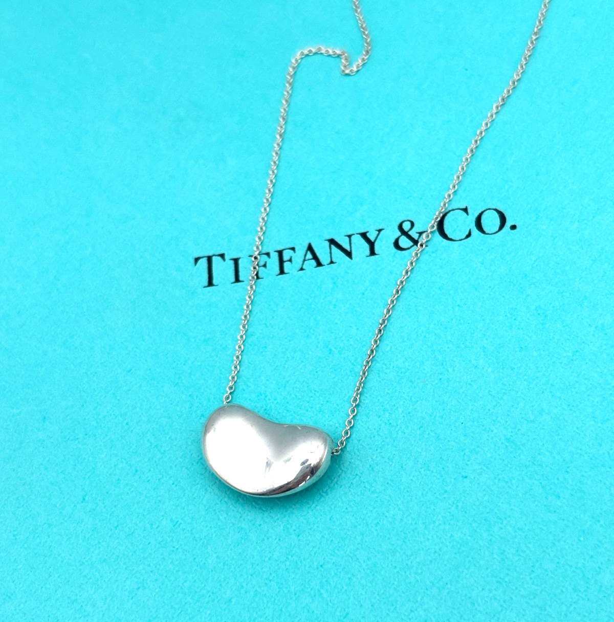 Tiffany & Co Bean 20mm Necklace Pendant Sterling Silver SV925 Elsa Peretti Used