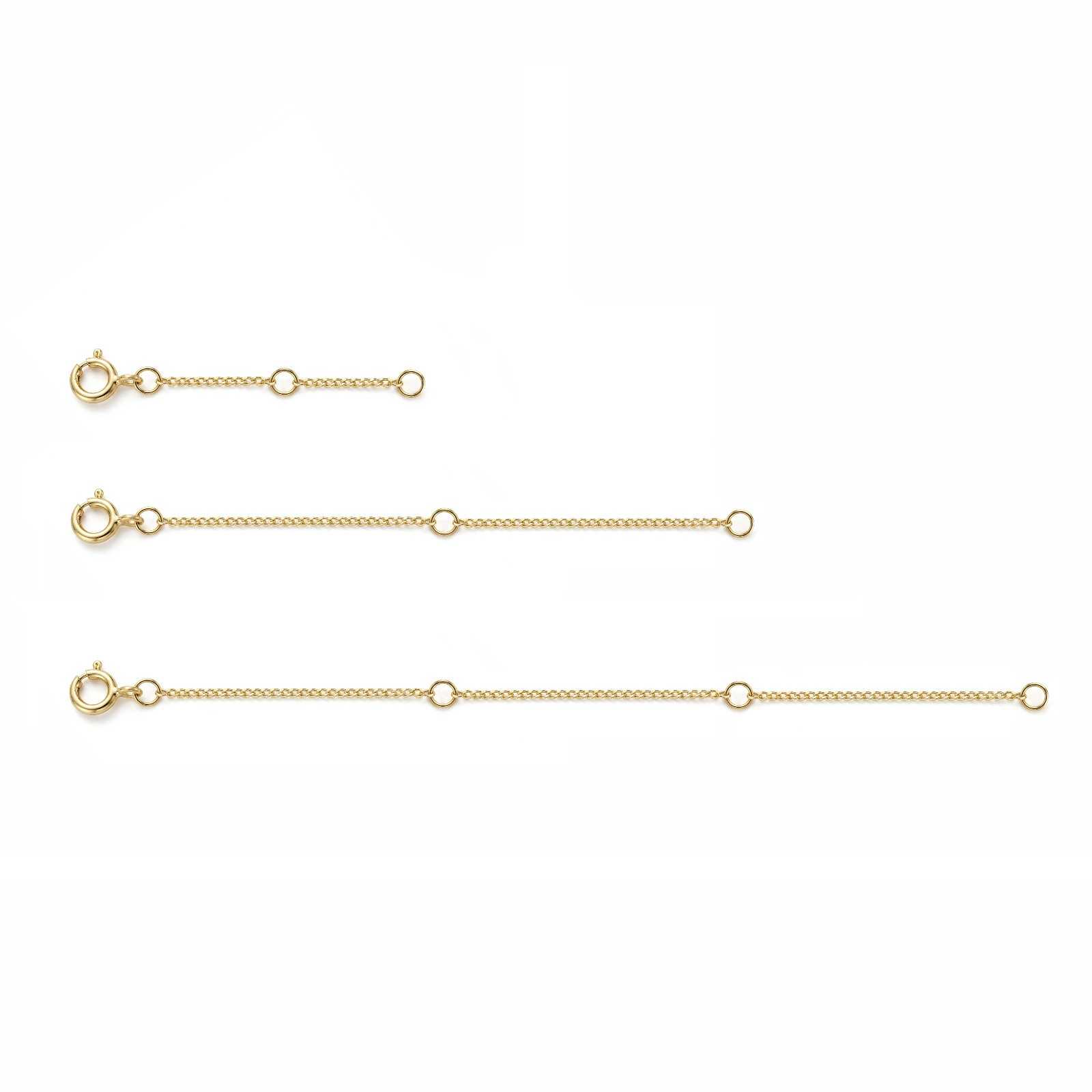14k Solid Yellow Gold 0.8mm Curb Extender With additional Jump Rings