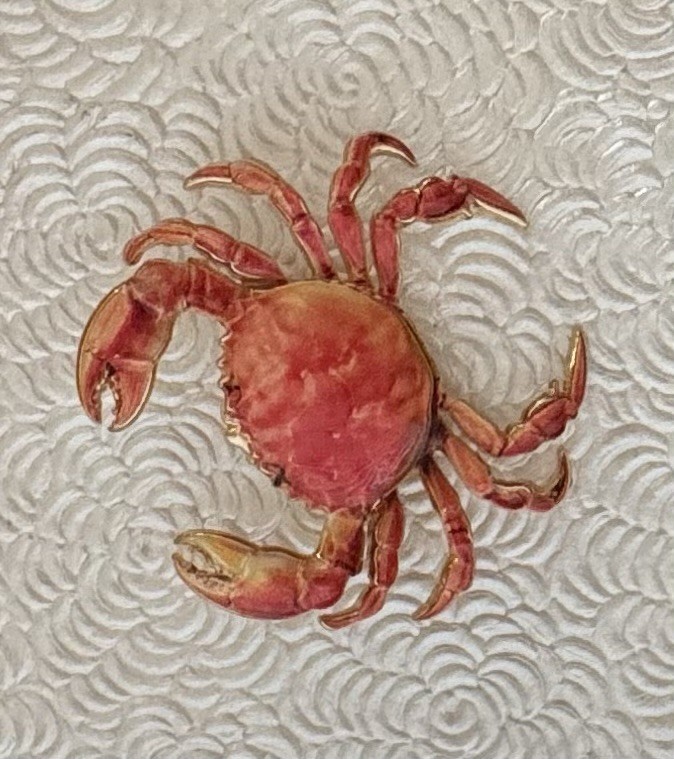 Crab brooch pin Enamel On Metal