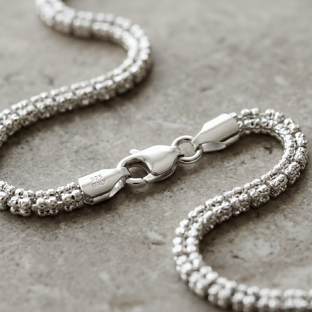 Solid 925 Sterling Silver 3mm 4mm Diamond-Cut Ice Chain Italian Necklace 16″-24″