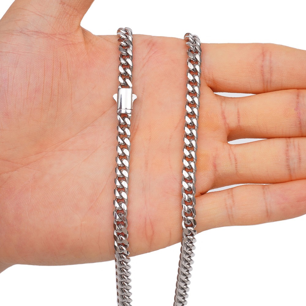 6mm-14mm Women Men Stainless Steel Miami Cuban Link Chain Necklace Bracelet NEW