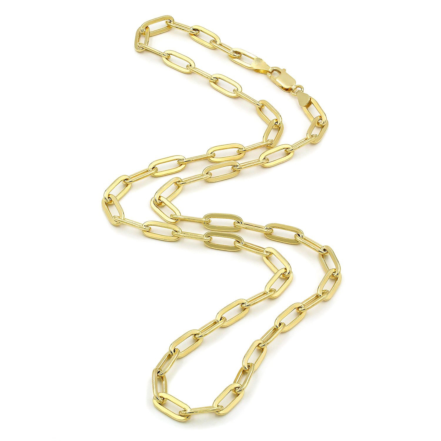 10k Yellow Gold Paperclip 2mm-9mm Chain Cable Rolo Necklace Mens Womens 16″-30″