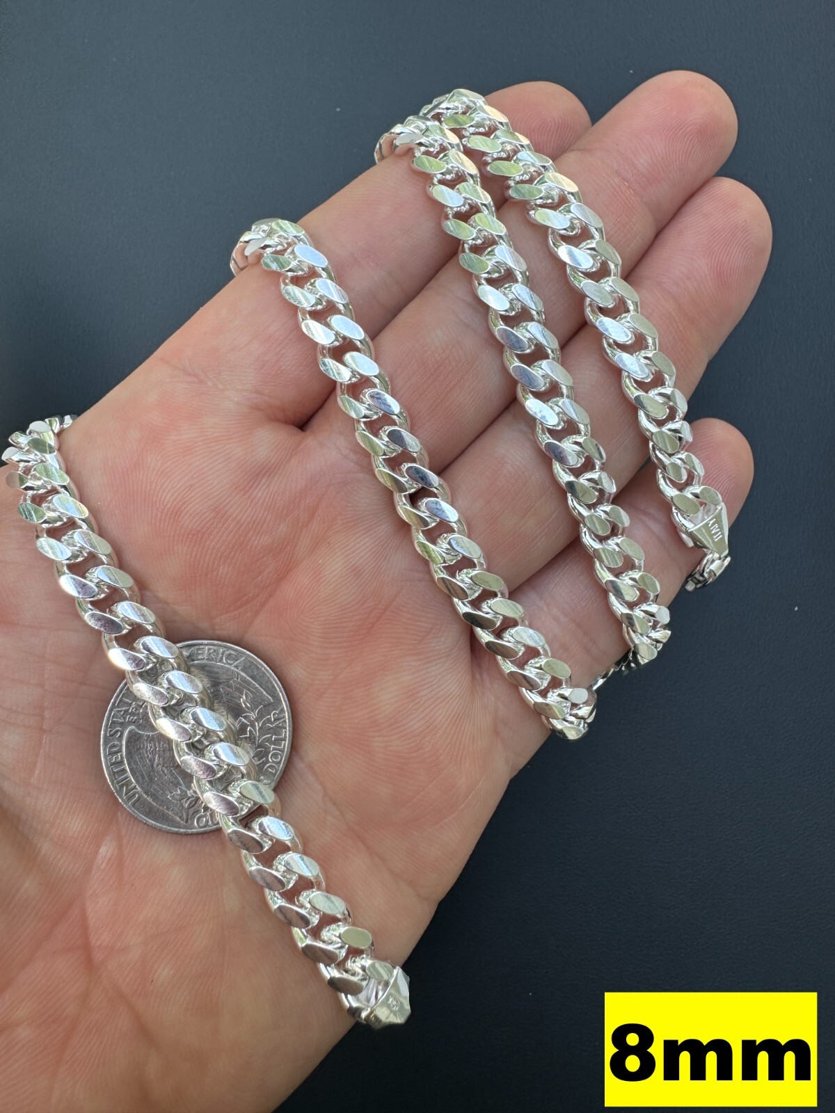Mens Real Solid 925 Sterling Silver Miami Cuban Chain 2-12mm Heavy Link Necklace