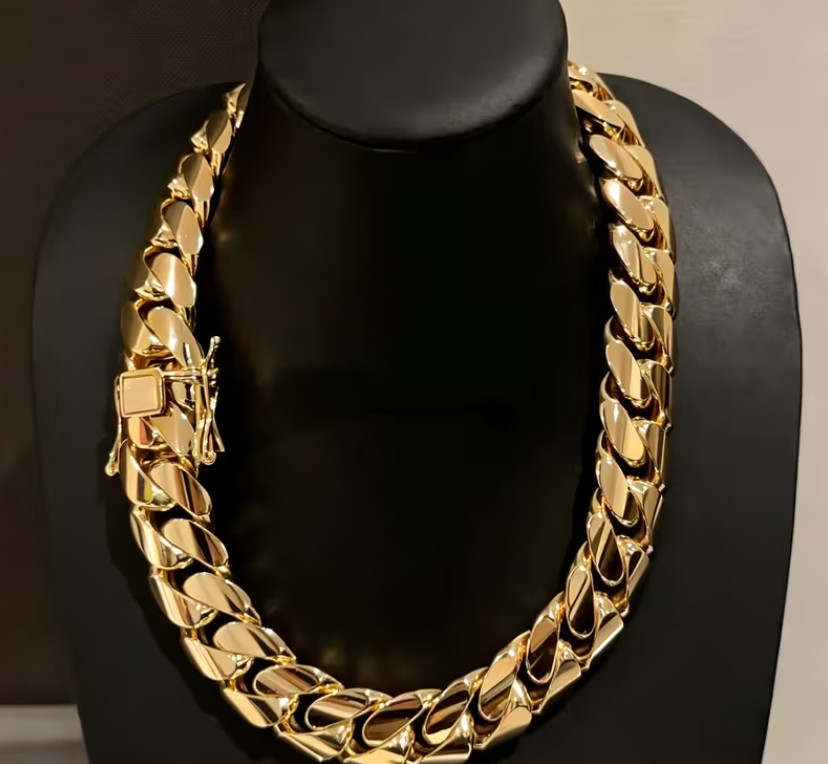 Men’s Hip Hop Gangster Style 15mm Wide Miami Cuban Chain | 18K Gold Plated