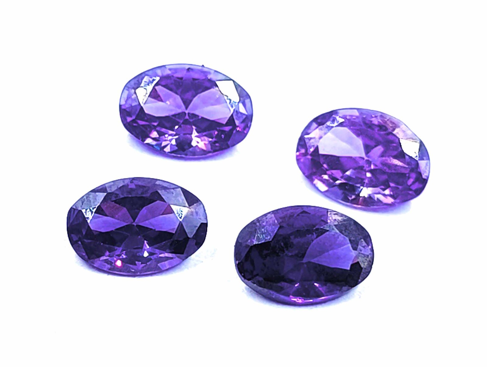 4 Pcs FLAWLESS Natural AAA Purple Sapphire LOT Certified Oval Cut Gemstone AKQ