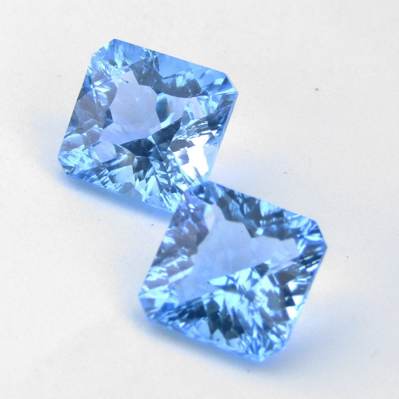 5.30Cts Tremendous Natural Swiss Blue Topaz 7.8mm Asscher Concave Cut Pair Gems