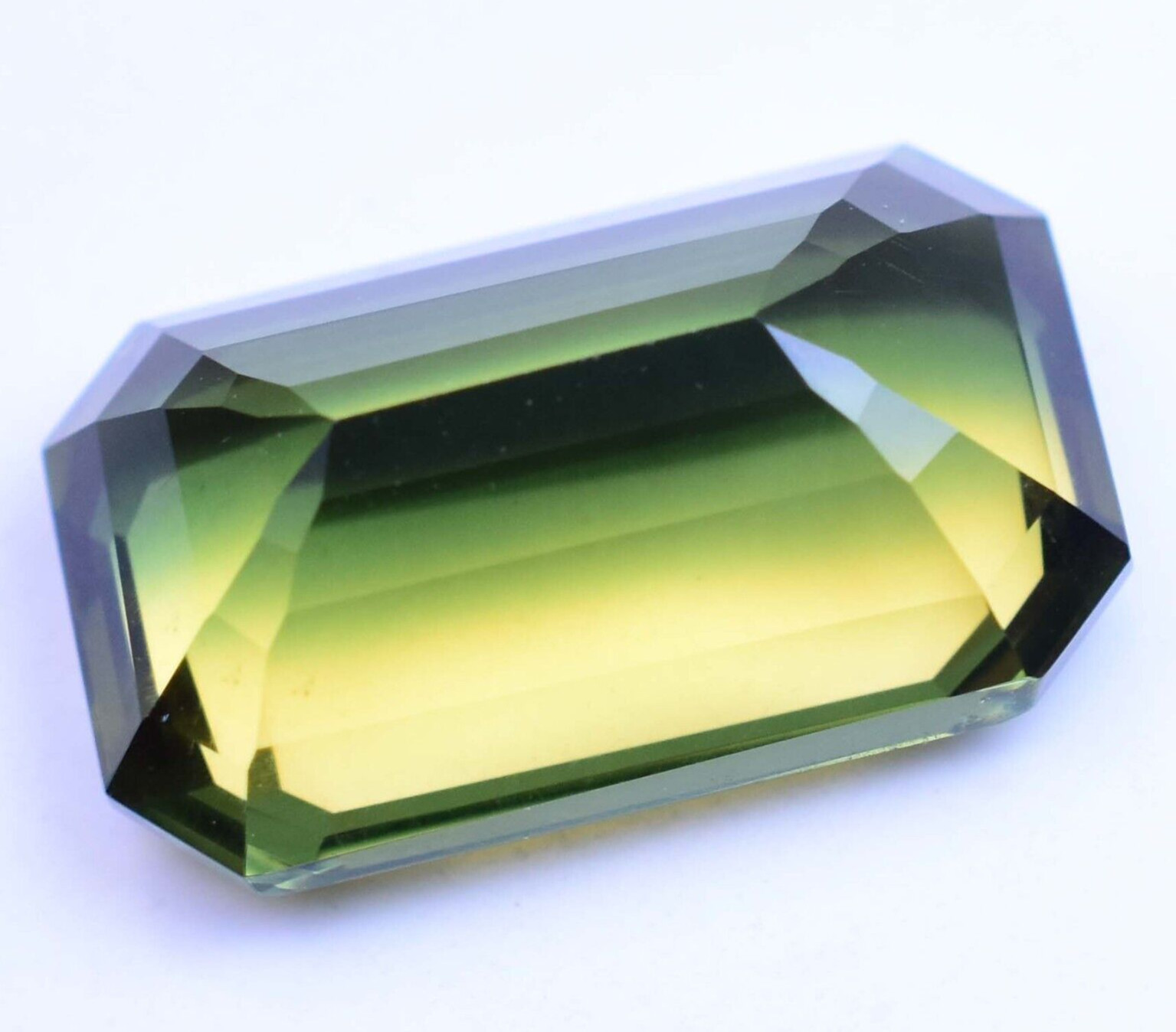 Natural Bi-Color Tourmaline 12.60 Ct Octagon Cut Rare Certified Loose Gemstone