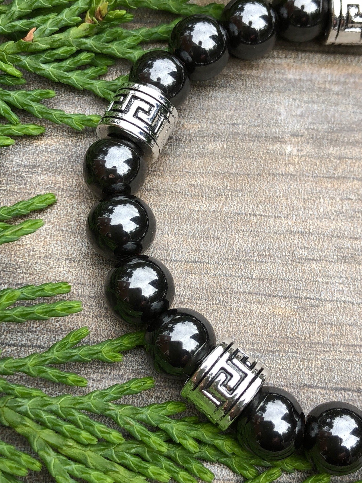 MEN & WOMEN’S UNISEX MAGNETIC HEMATITE THERAPY & GREEK SPACERS BRACELET ALL SIZE
