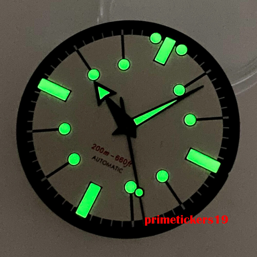 31mm Black White Watch Dial Face Hands Set Green Luminous Fit NH35 NH36 Movement