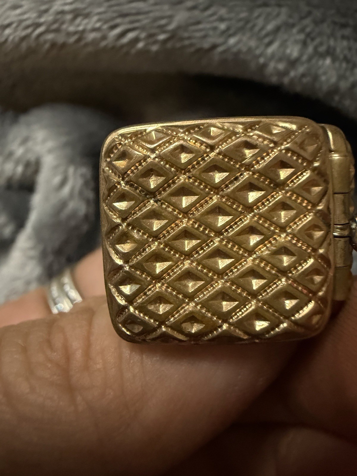 Square Gold filled Metal Photo Locket Pendant Hinged w/ Bail, 2 Photos
