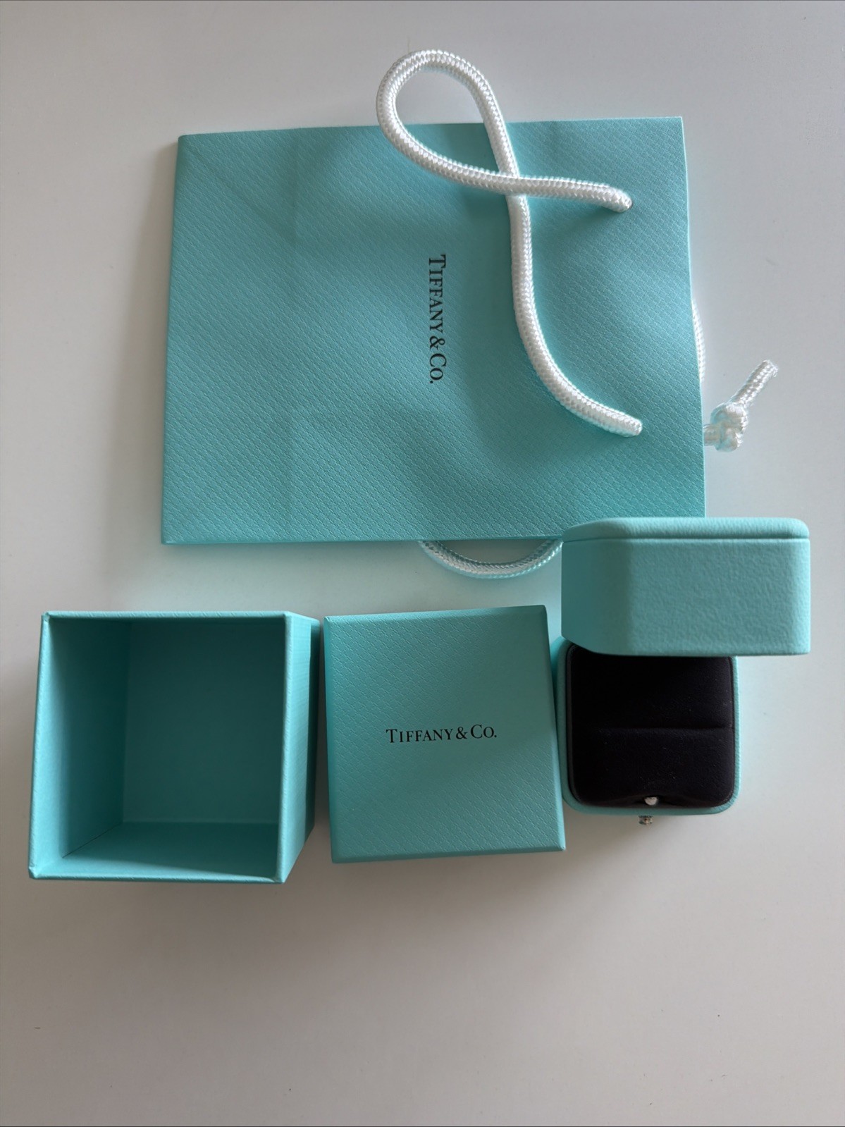 Tiffany Original Ring Box and Bag Blue Velvet