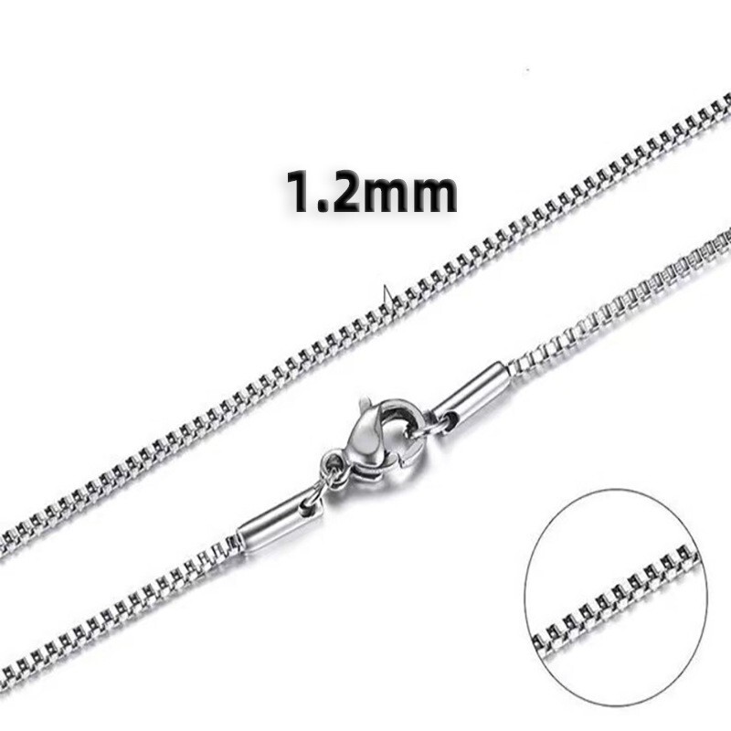 16-40″MEN Stainless Steel 2mm/3mm/4mm/5mm/7mm Silver Smooth Box Chain Necklace
