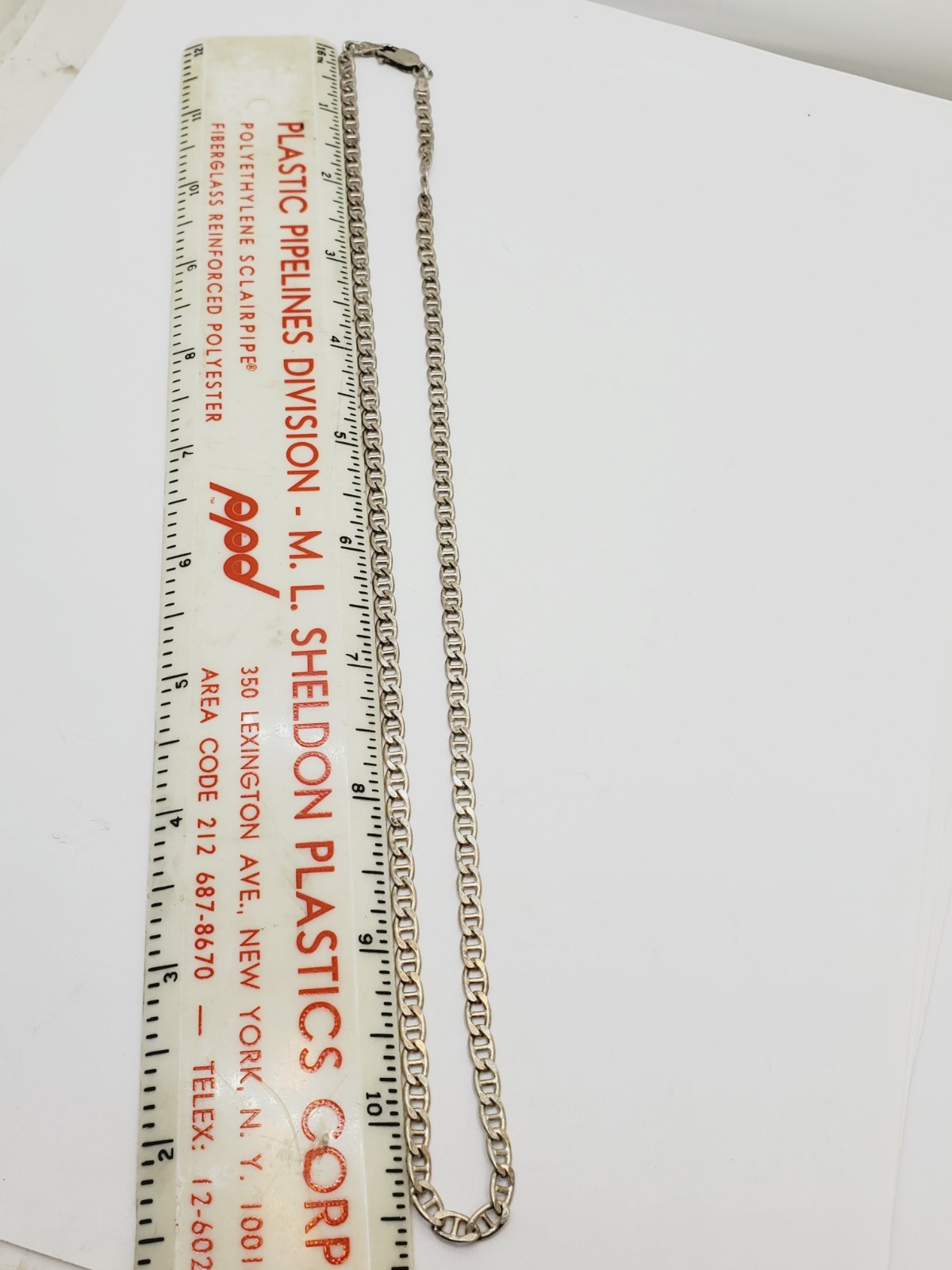 Sterling Silver 925 Flat Mariner/Anchor Chain Necklace 22″ Signed Italy (77)