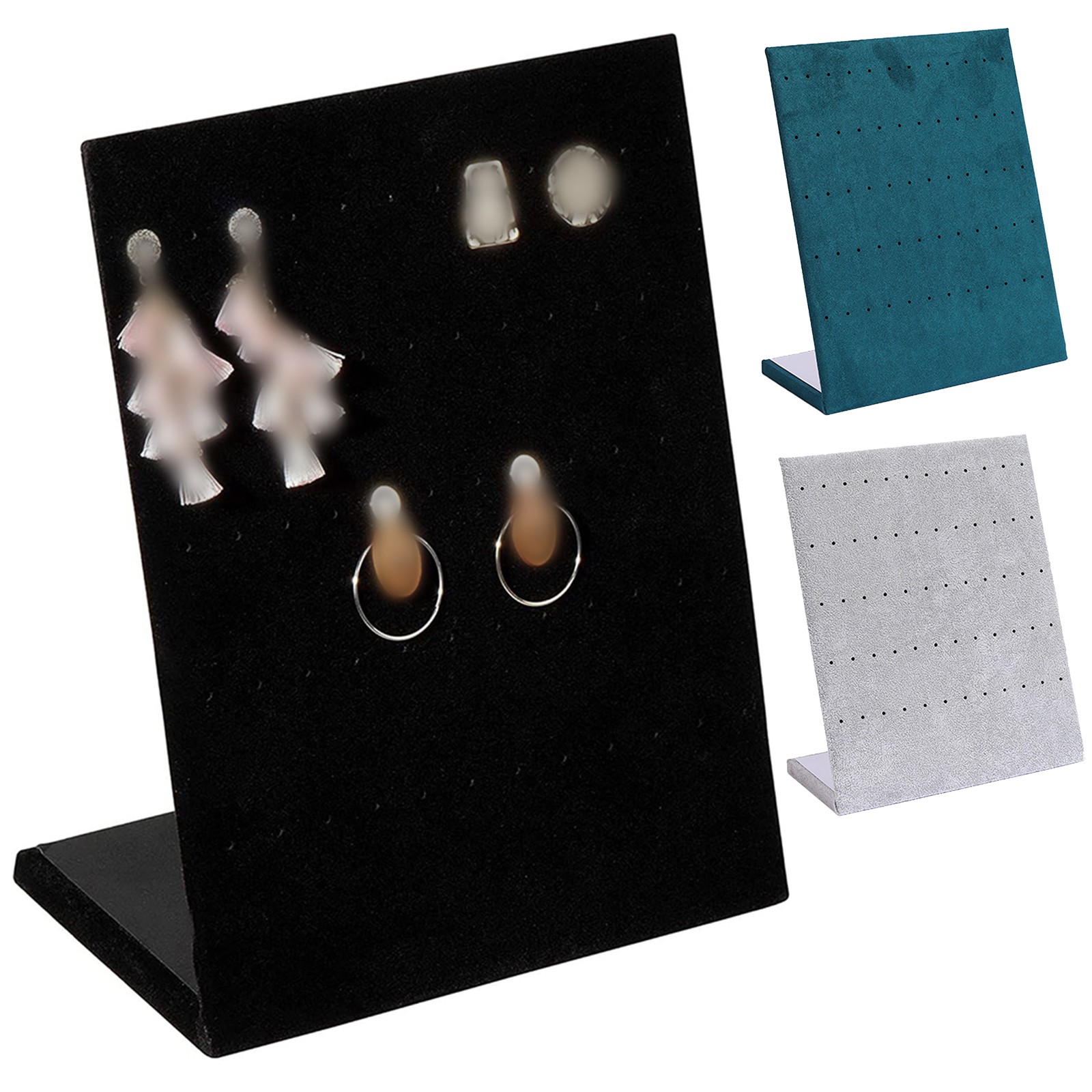 Velvet Earring Holder Organizer 60 /120 Holes L-Shape Earring Display Stand