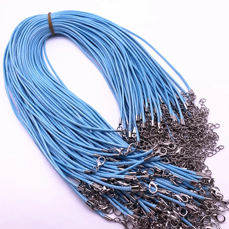Leather Cord Necklace 2mm Wax Rope Chain Lobster Clasp 45cm Jewelry 5PCS