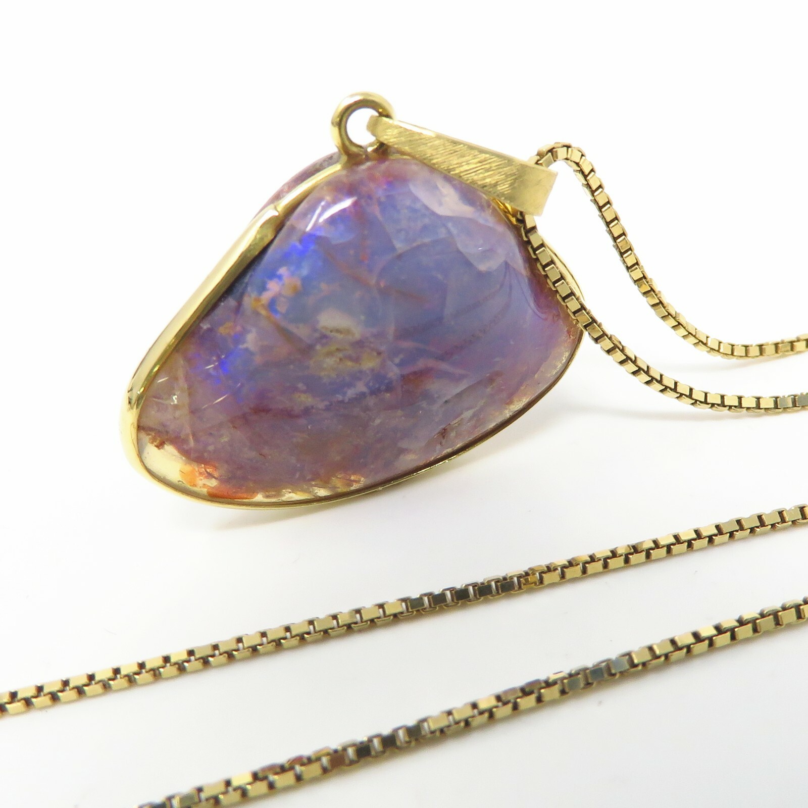 NYJEWEL Bruno Guidi 18k Gold 30 x 25mm black opal Pendant Necklace 21.5″