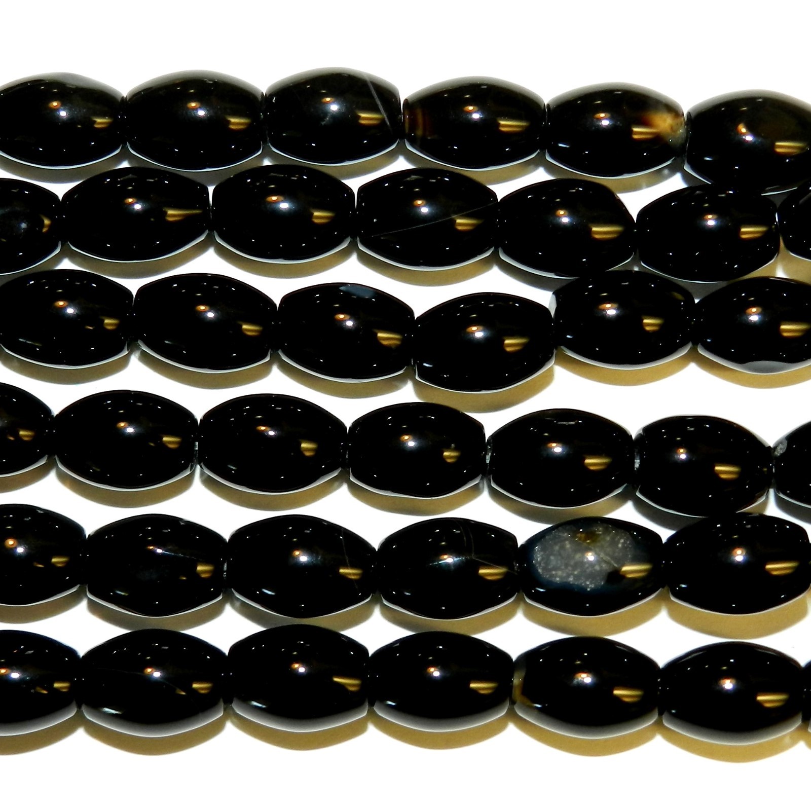 NG2899 Black Banded 13mm – 15mm Tapered Oval Agate Gemstone Beads 15″