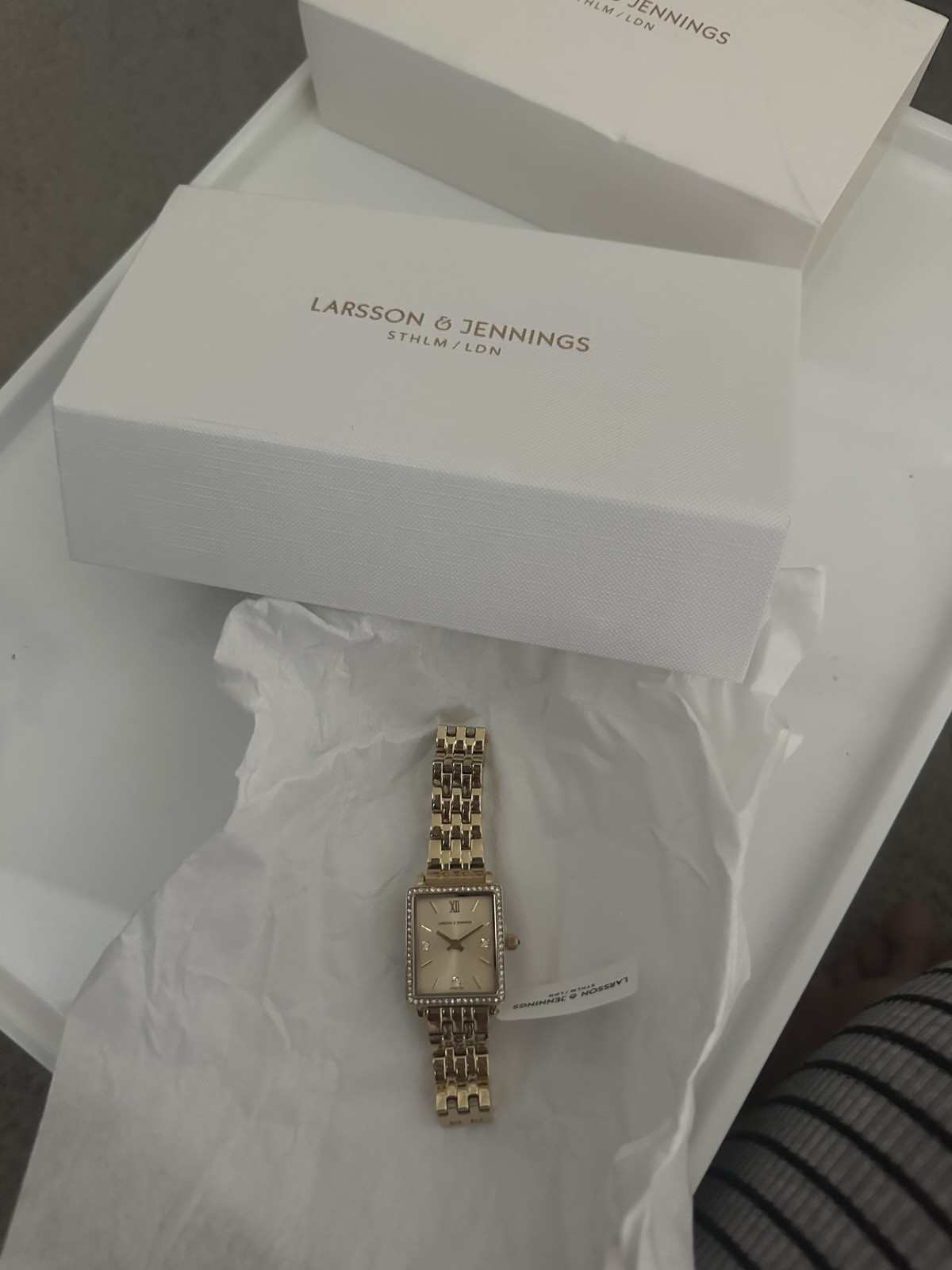 Larsson & Jennings Mini Boyfriend 31mm Watch Women Gold Tone Square