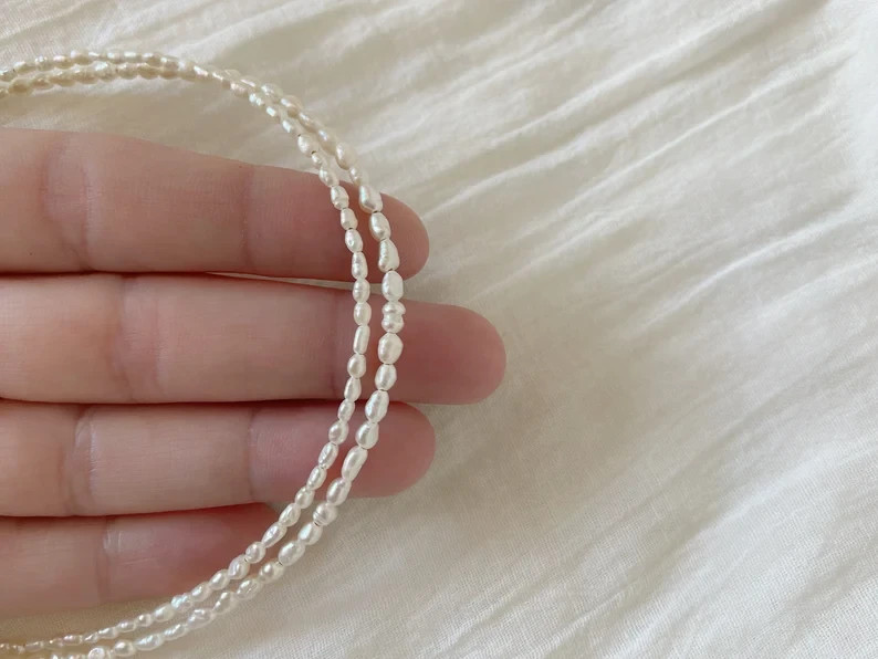 Dainty Freshwater Pearl Necklace Tiny Beaded Choker Genuine Pearl Necklace Gift
