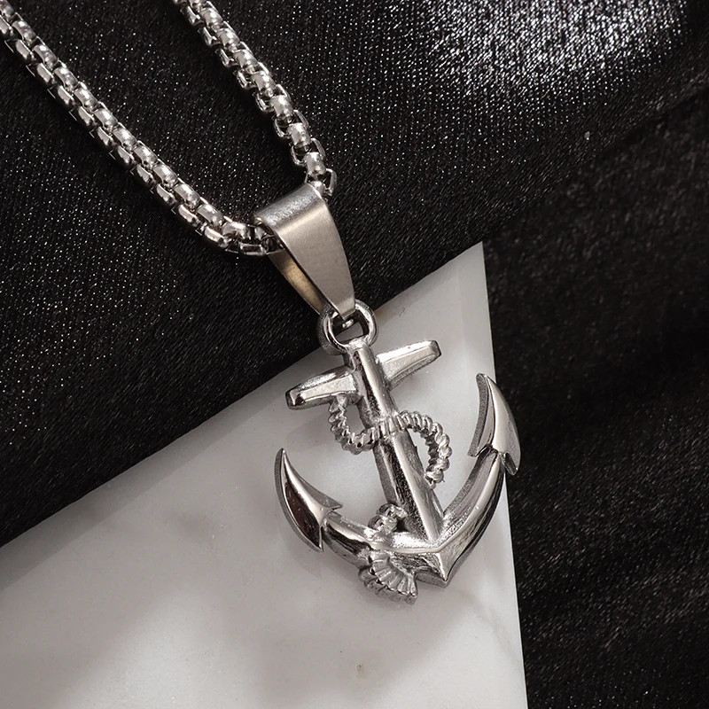 Stainless Steel Pirates of The Caribbean Anchor Sailor Anchor Necklace Pendant M