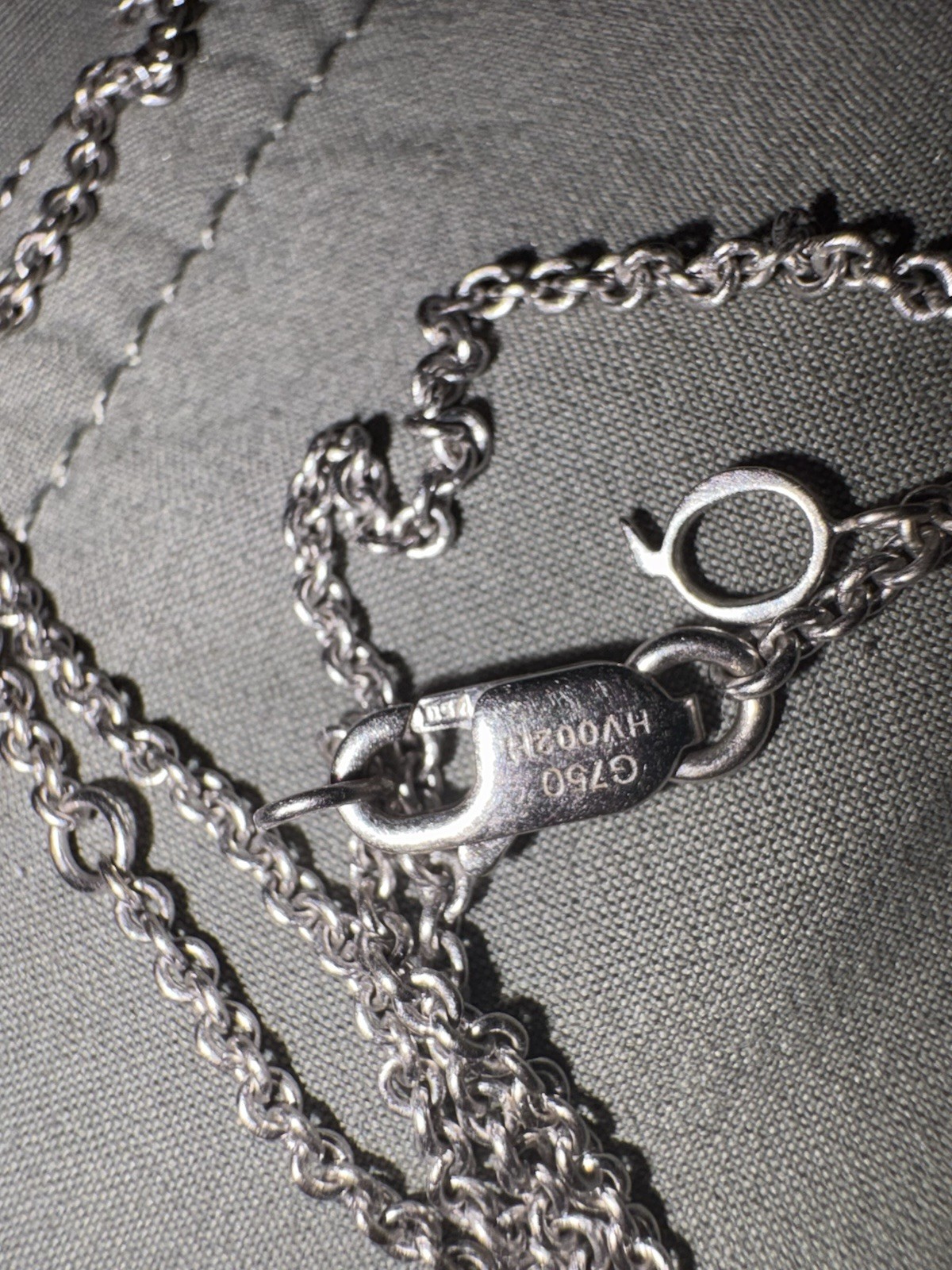 Qeelin 18K White Gold Black Diamond Teddy Bear Charm Necklace 18in Cable