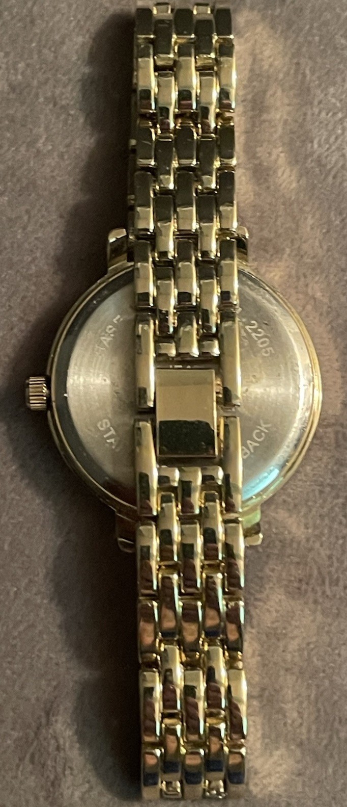 Gold Tone Quartz Watch, Roman Numeral White Textured Dial, Stainless Steel