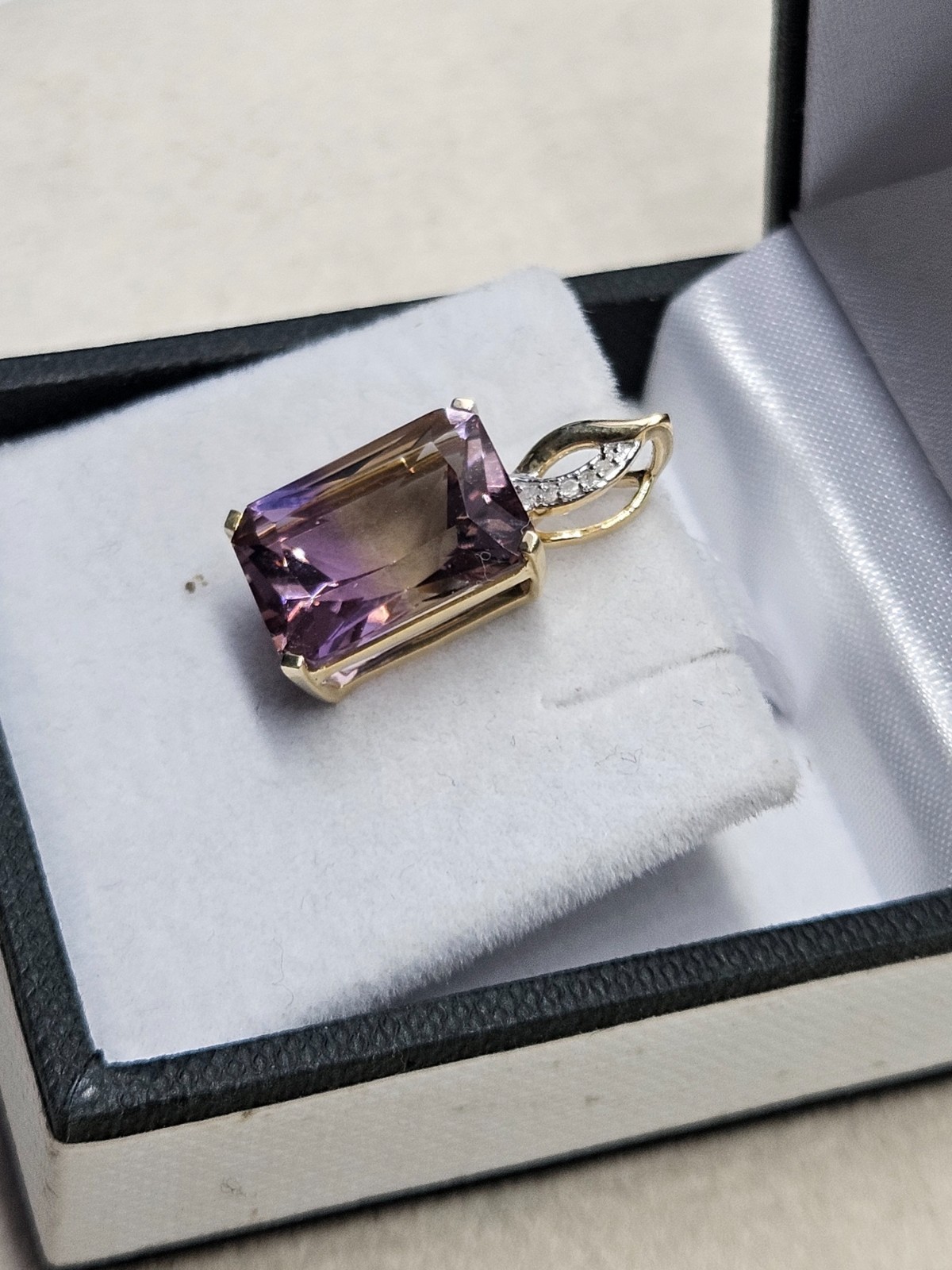 9kt Gold Anahi Ametrine & White Zircon Pendant 6.77 CTS (2.83g) Cert.
