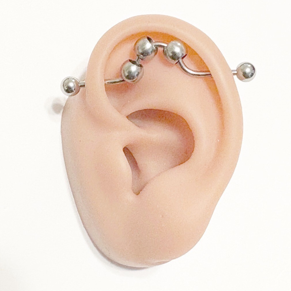 3 Balls DIP Style INDUSTRIAL BARBELL 316L Surgical Steel 14g 1-1/2″ Length.
