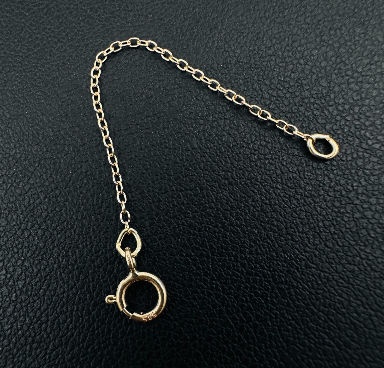 14K Solid Yellow Gold Cable Link Safety Chain Extension Extender, 1mm, 2.25″