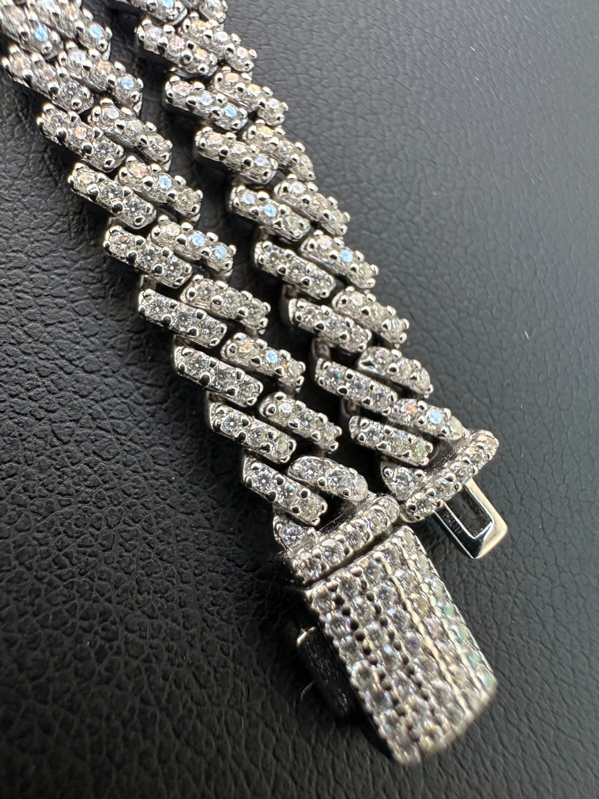 MOISSANITE Real 5mm Micro Miami Cuban Link Prong Chain Iced 925 Silver Necklace