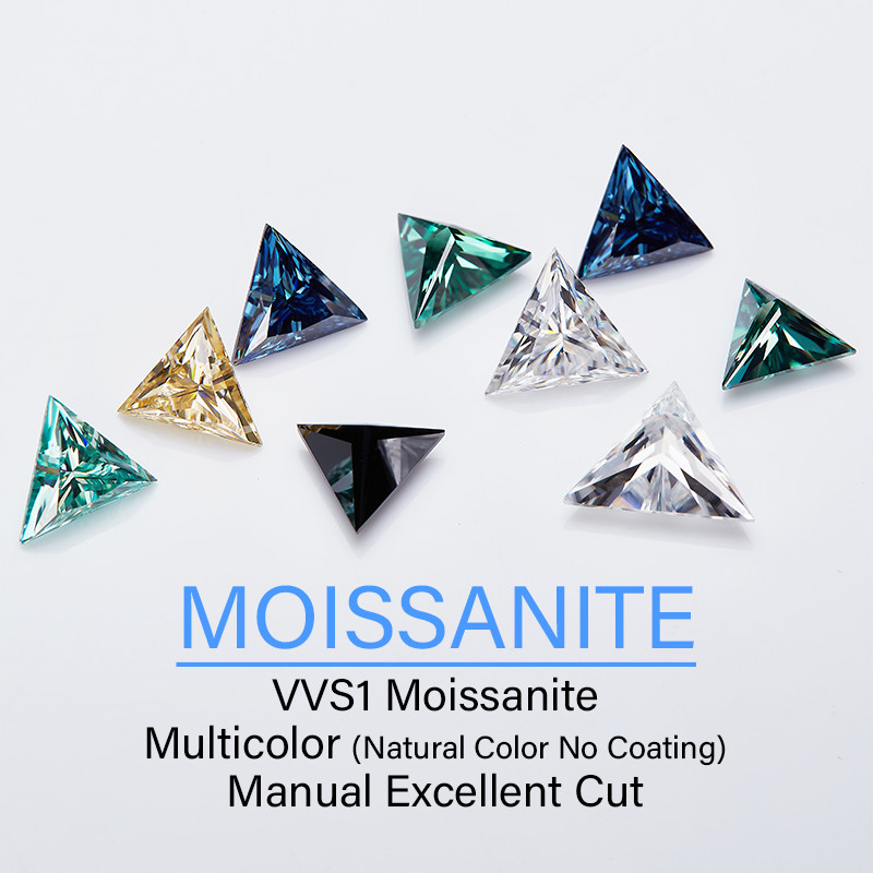Loose Moissanite Gemstone White D Color Triangle Cut VVS1 With Certificate