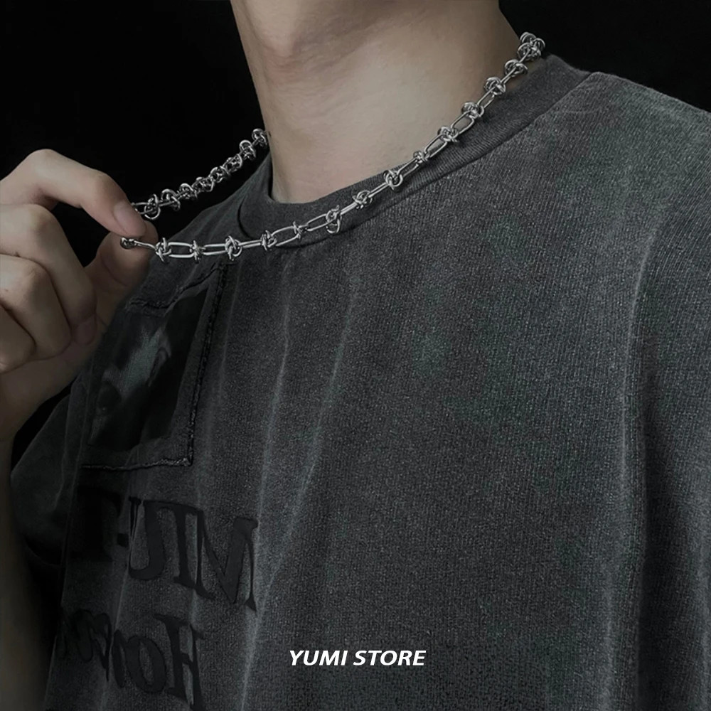 Hip Hop Knotted Titanium Steel Necklace For Man Woman Non Fading Clavicle Sweate