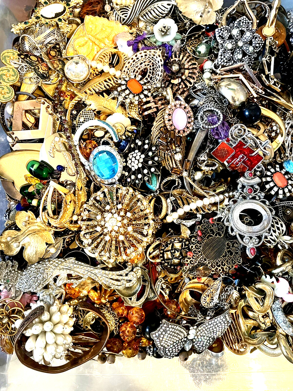 Estate 1 Lb+ Mixed Jewelry Lot Vintage-Modern DIY JUNK CRAFT REPAIR Unsorted