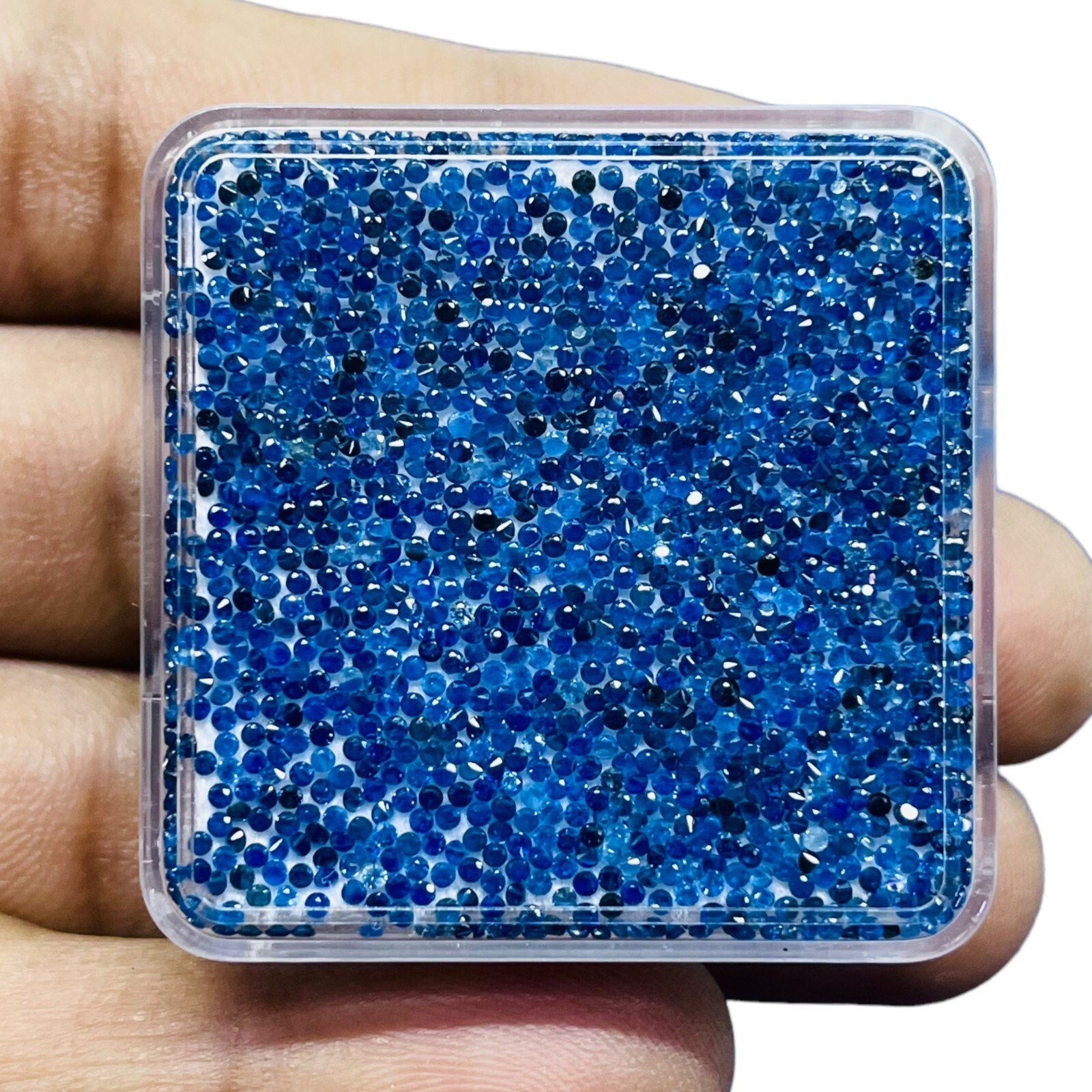 100 Pcs Natural Sri Lankan Blue Sapphire 1.1mm Round Diamond Cut Loose Gemstones